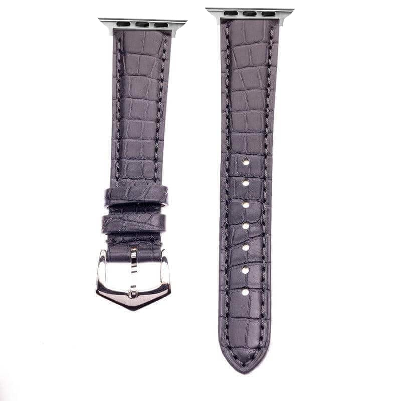 Apple Watch Leather Band ™ Dark Grey Matt Alligator Watch Strap - Apple Watch Alligator Bands- Milano Straps