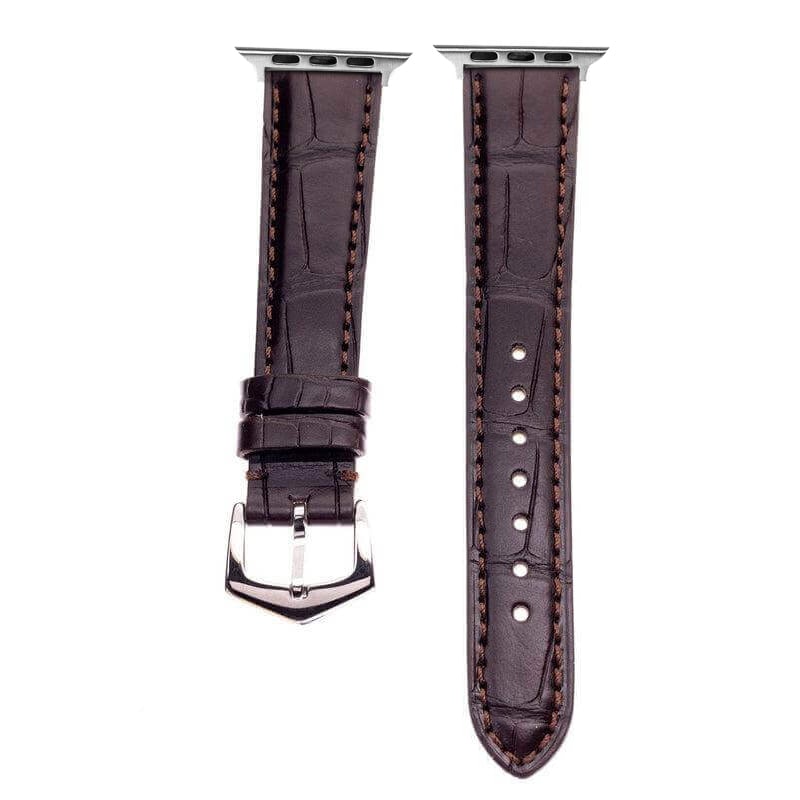 Apple Watch Leather Band ™ Matt Black Alligator Watch Strap - Apple Watch Alligator Bands- Milano Straps