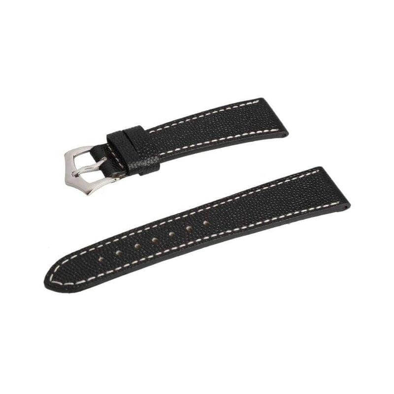 Bracelet montre Veau Martelé Noir Coutures Écrues