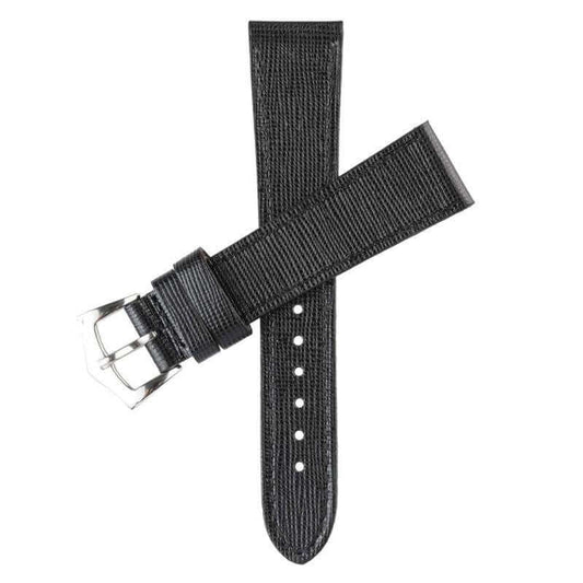 Black Saffiano Leather Watch Strap Tone Stitches - Milano Straps