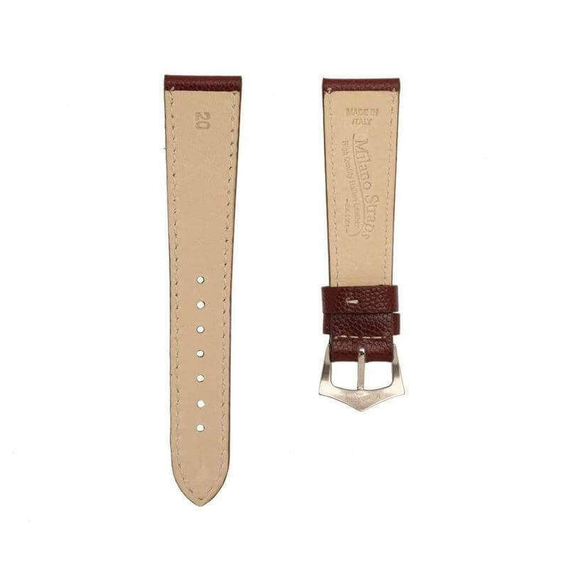 Burgundy Hammered Calfskin Ecru Stitches Watch strap - Milano Straps