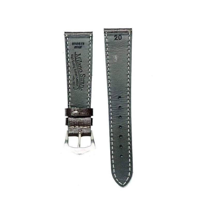 Dark Brown Saffiano Leather Watch Strap - Milano Straps