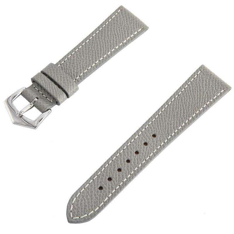 Grey Hammered Calfskin Ecru Stitches Watch strap - Milano Straps