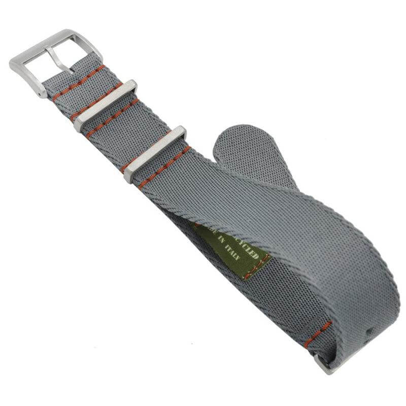 NATO Watch Strap - Grey - Orange Stitches - Military Watch Strap