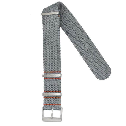 NATO Watch Strap - Grey - Orange Stitches - Military Watch Strap