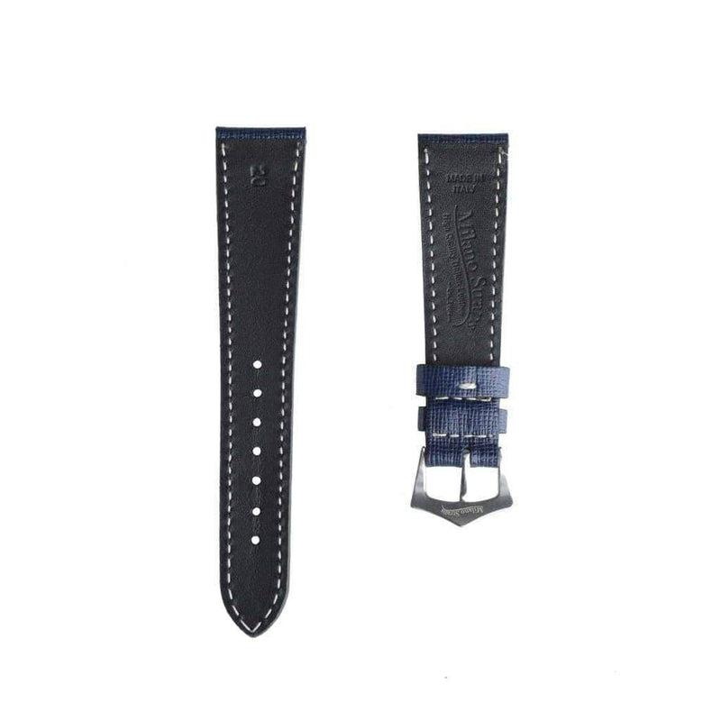 Navy Blu Saffiano Leather Watch Strap - Milano Straps