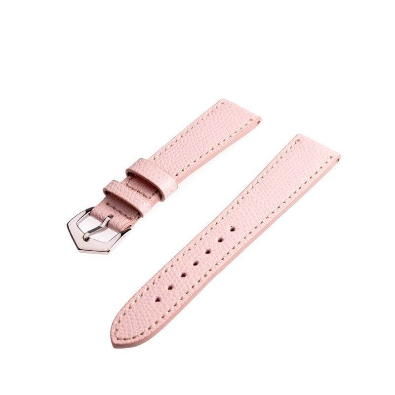 Pink Hammered Calfskin Ecru Stitches Watch strap - Milano Straps