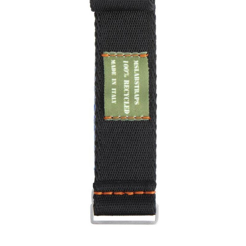 Recycled NATO Watch Strap - Black Orange Stitches - Milano Straps