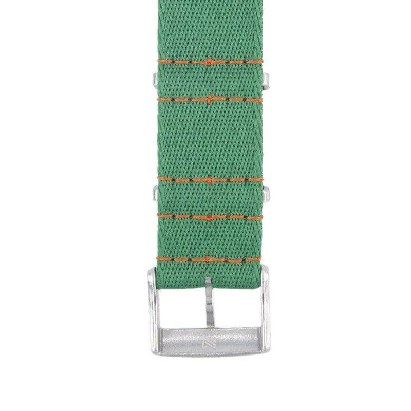 Recycled NATO Watch Strap - Green Orange Stitches - Milano Straps