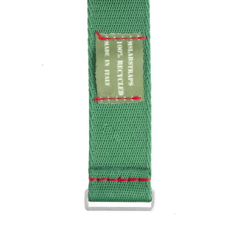 Recycled NATO Watch Strap - Green Red Stitches - Milano Straps