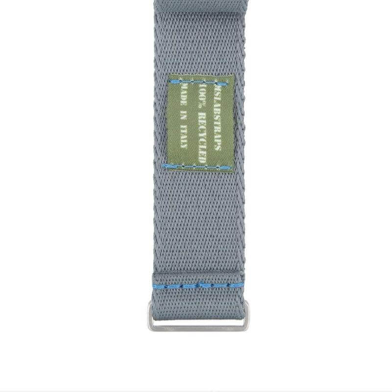 Recycled NATO Watch Strap - Grey Light Blu Stitches - Military Watch Strap