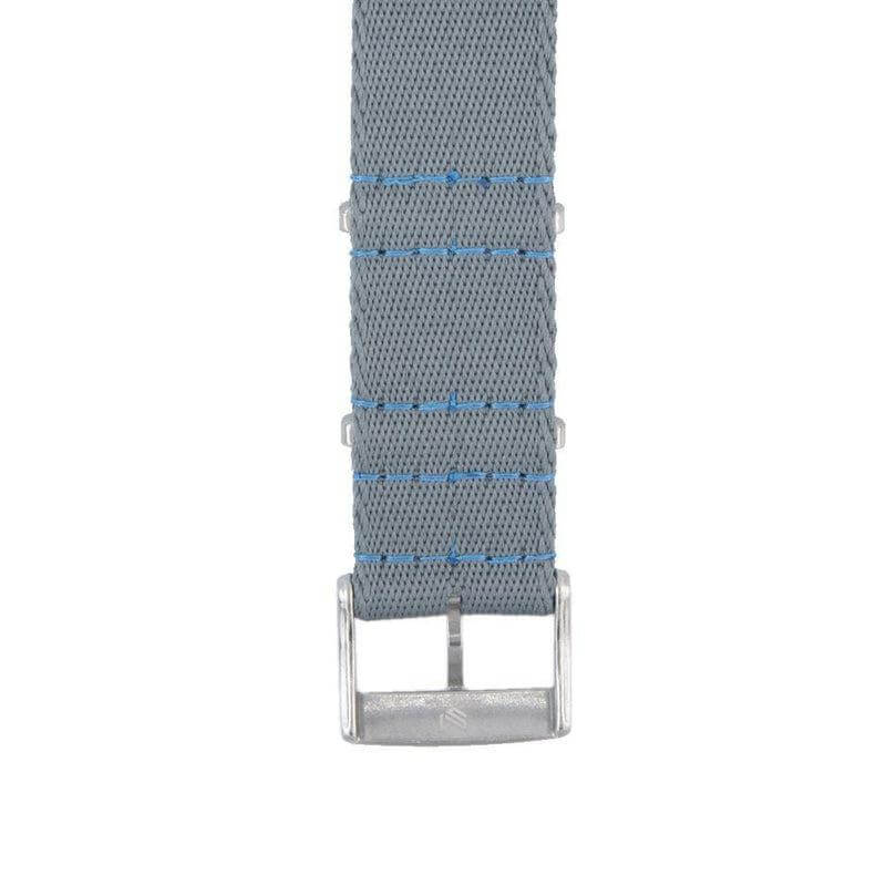 Recycled NATO Watch Strap - Grey Light Blu Stitches - Military Watch Strap