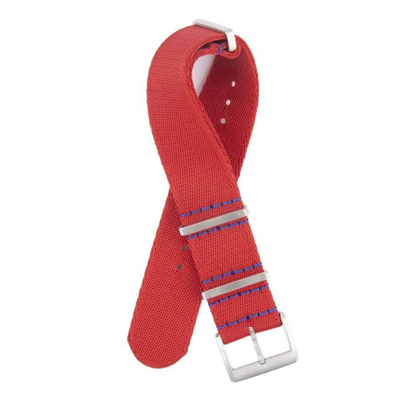 Recycled NATO Watch Strap - Red Blu Stitches - Milano Straps