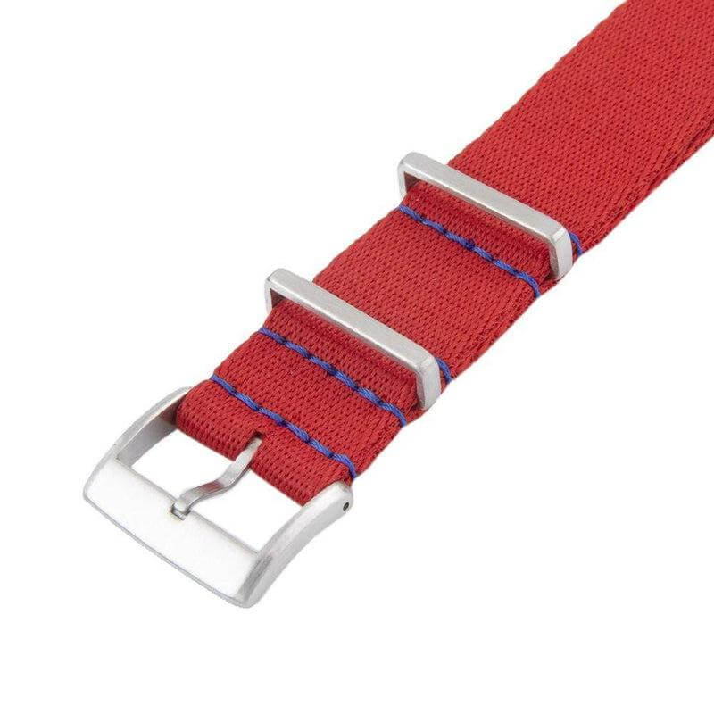 Recycled NATO Watch Strap - Red Blu Stitches - Milano Straps