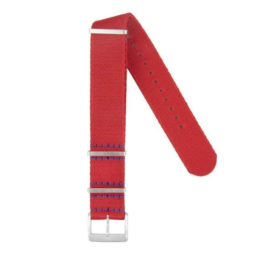 Recycled NATO Watch Strap - Red Blu Stitches - Milano Straps