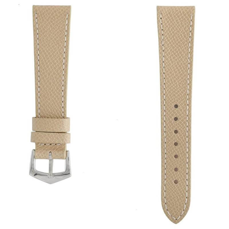 Sand Hammered Calfskin Ecru Stitches Watch strap - Milano Straps