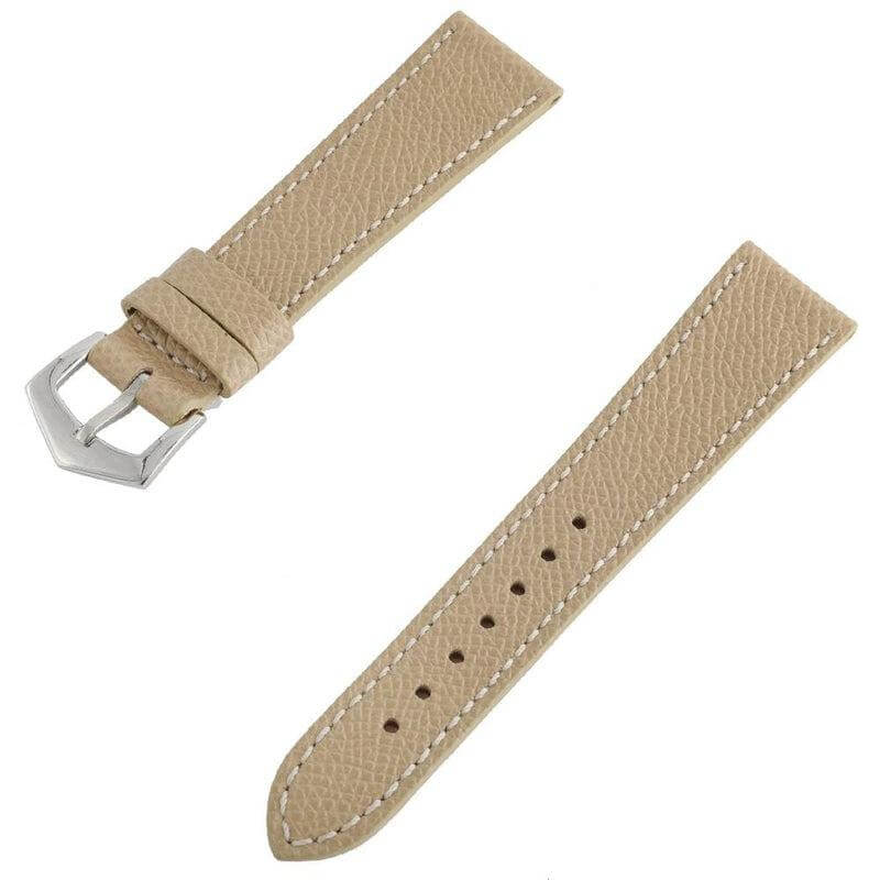 Sand Hammered Calfskin Ecru Stitches Watch strap - Milano Straps