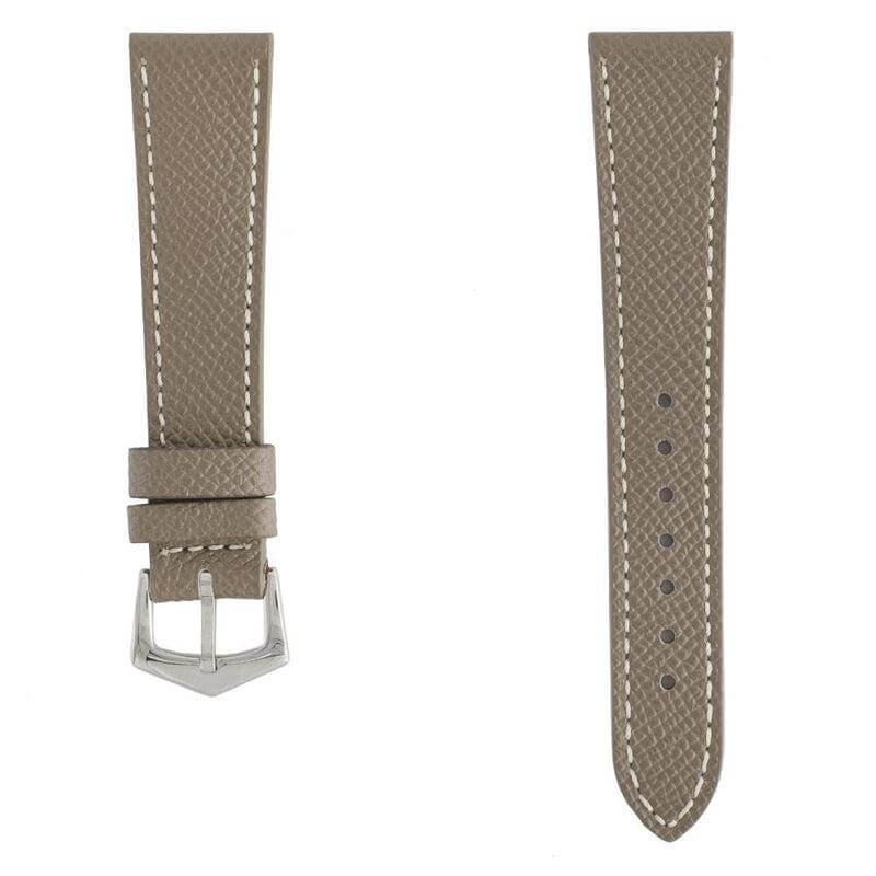 Taupe Hammered Calfskin Ecru Stitches Watch strap - Milano Straps