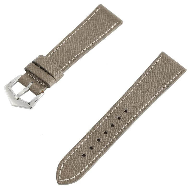 Taupe Hammered Calfskin Ecru Stitches Watch strap - Milano Straps