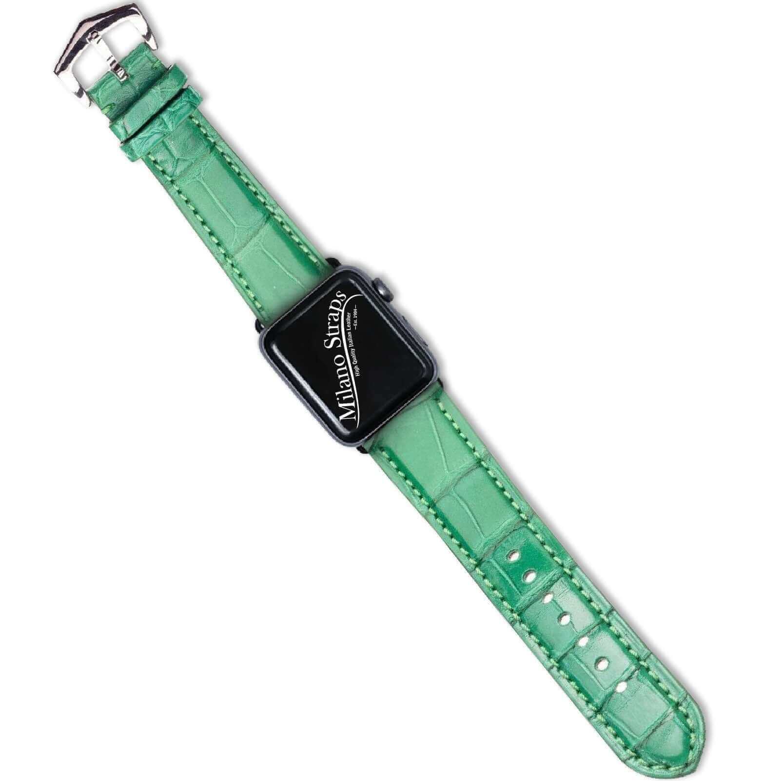 Apple Watch Leather Band ™ Alligator Millennium Green Watch Strap - Apple Watch Leather Straps- Milano Straps