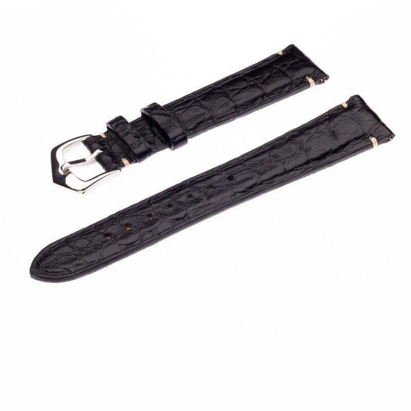 Apple Watch Leather Band ™  Black Alligator Minimal Stitches - Apple Watch Alligator Bands- Milano Straps