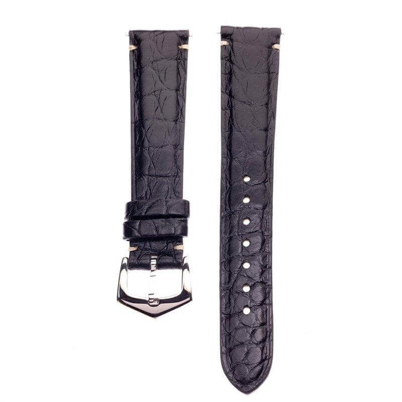 Apple Watch Leather Band ™  Black Alligator Minimal Stitches - Apple Watch Alligator Bands- Milano Straps