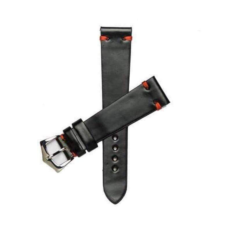 Apple Watch Leather Band ™ Black Cordovan Red Stitches - Apple Watch Leather Straps- Milano Straps