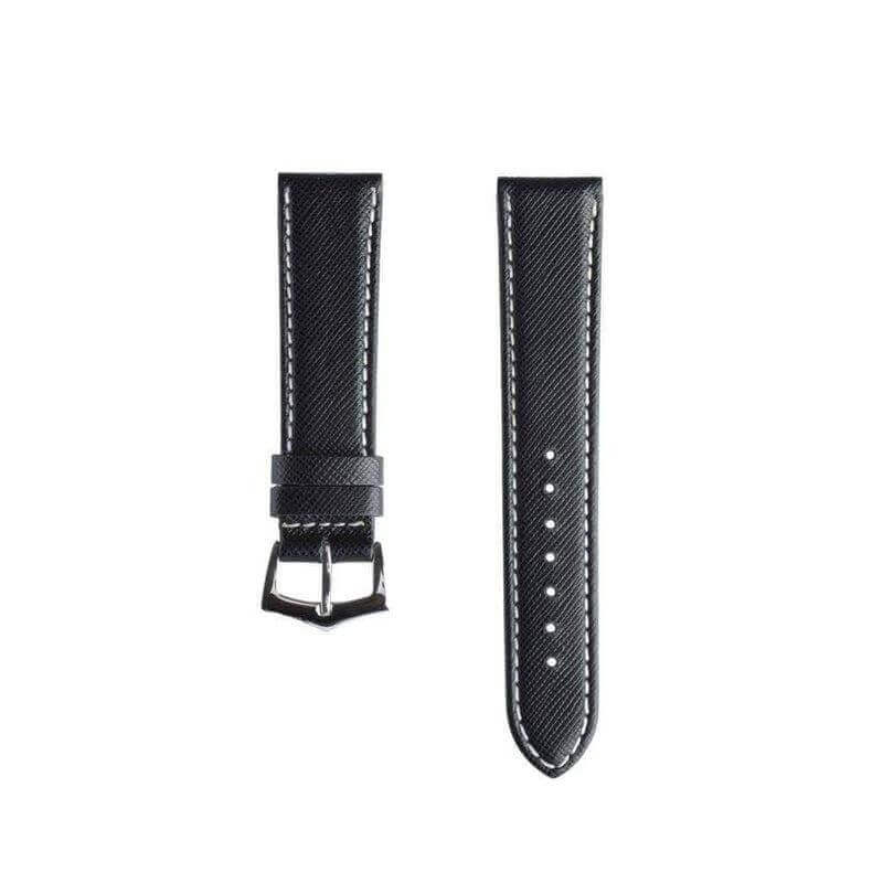 Apple Watch Leather Band ™ Black Saffiano Ecru Stitches - Apple Watch Leather Straps- Milano Straps