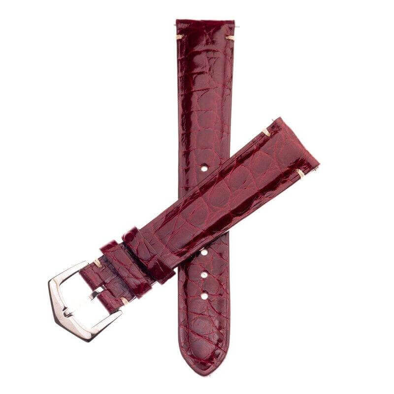 Apple Watch Band Burgundy Alligator Millennium Minimal Stitches Watch Strap - Milano Straps