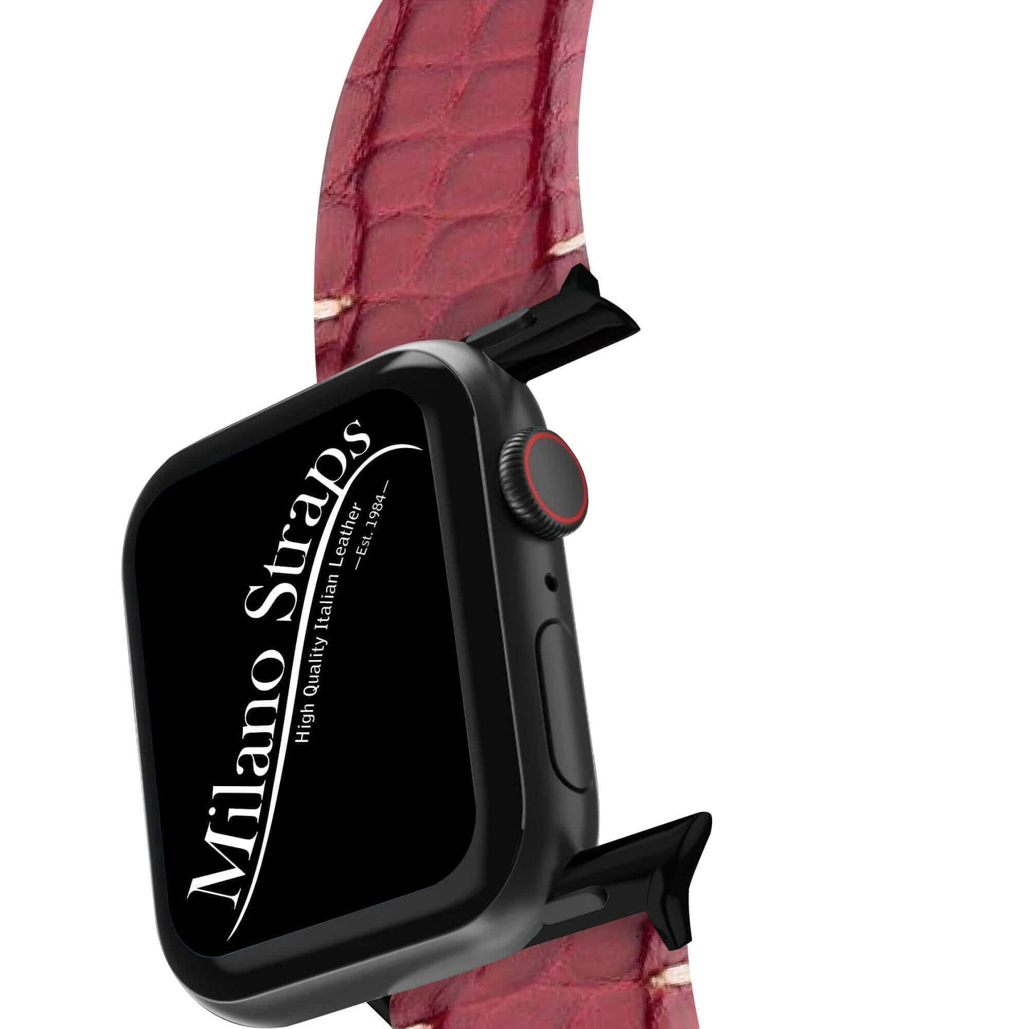 Apple Watch Band Burgundy Alligator Millennium Minimal Stitches Watch Strap - Milano Straps