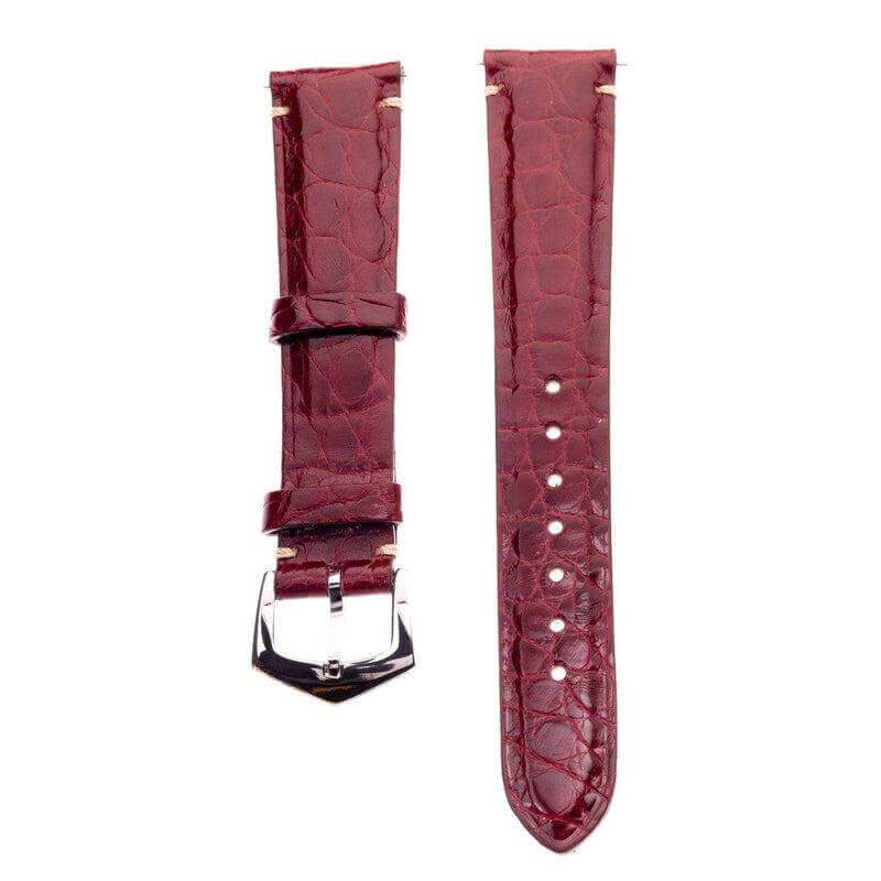 Apple Watch Band Burgundy Alligator Millennium Minimal Stitches Watch Strap - Milano Straps