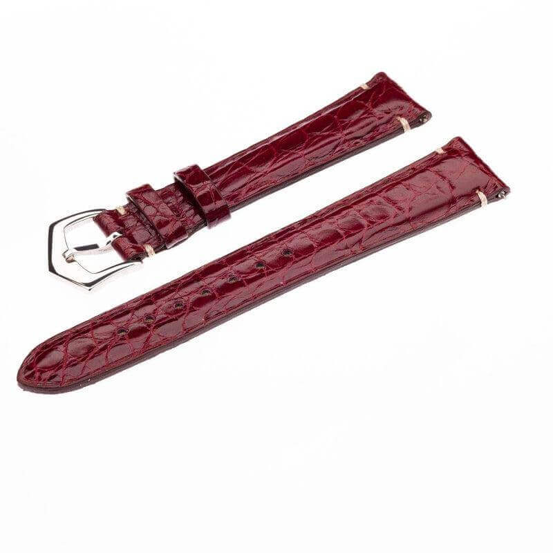 Apple Watch Band Burgundy Alligator Millennium Minimal Stitches Watch Strap - Milano Straps