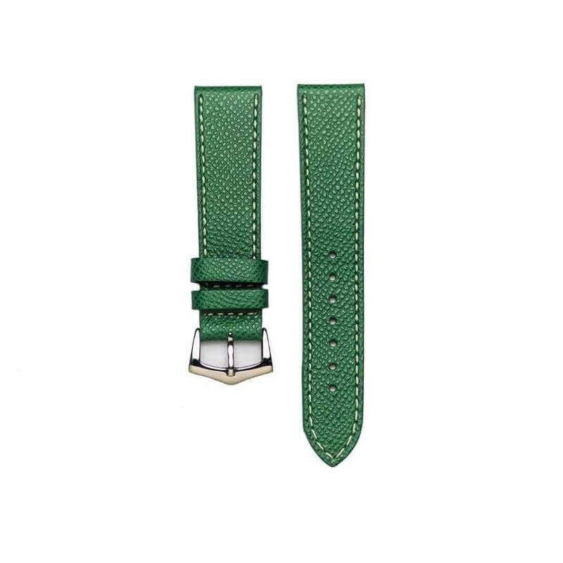 Apple Watch Leather Band ™ Hammered Green Ecru Stitches - Apple Watch Leather Straps- Milano Straps