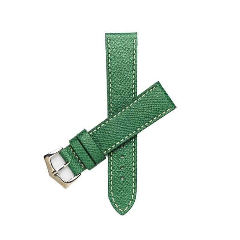 Apple Watch Leather Band ™ Hammered Green Ecru Stitches - Apple Watch Leather Straps- Milano Straps