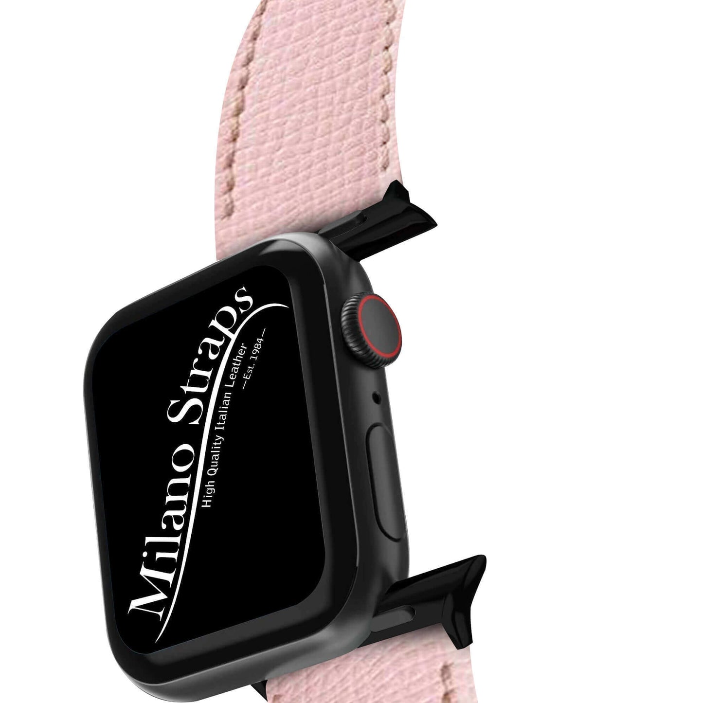 Apple Watch Leather Band ™ Hammered Pink Ecru Stitches - Apple Watch Leather Straps- Milano Straps