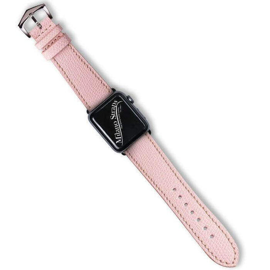 Apple Watch Leather Band ™ Hammered Pink Ecru Stitches - Apple Watch Leather Straps- Milano Straps