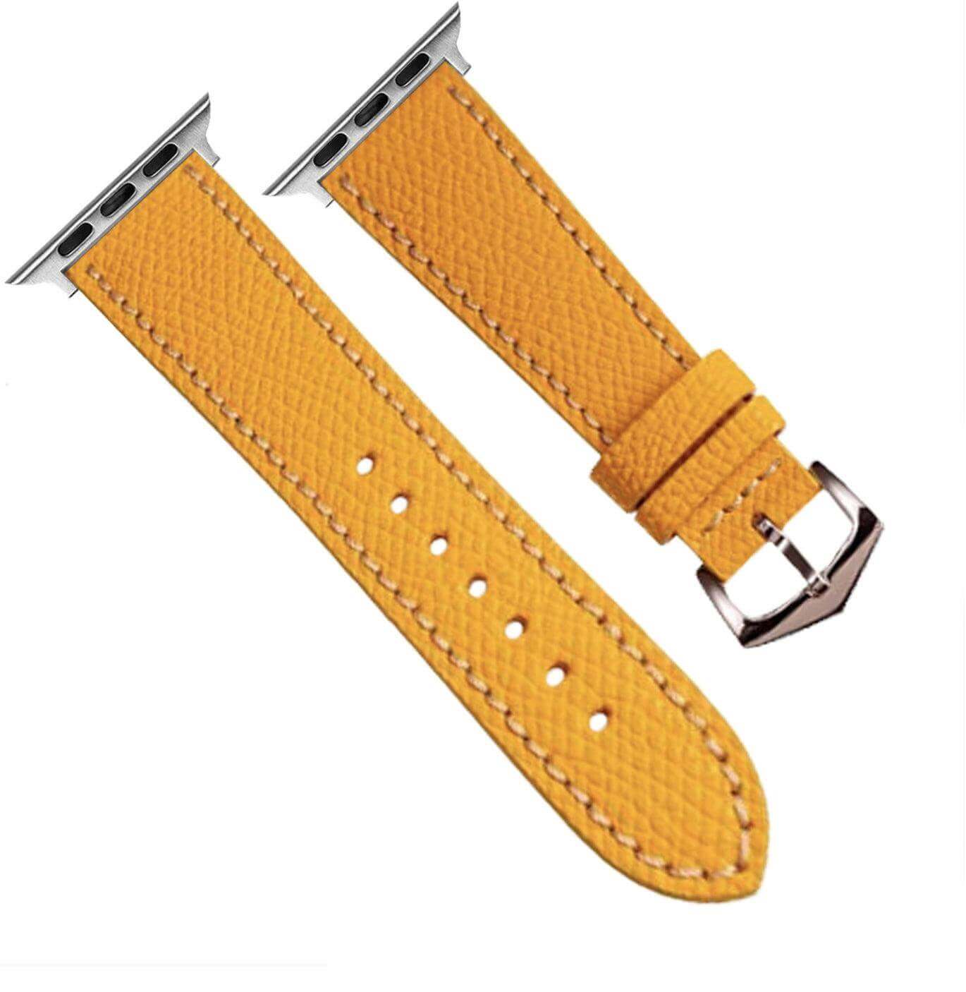 Apple Watch Leather Band ™ Hammered Yellow Ecru Stitches - Apple Watch Leather Straps- Milano Straps