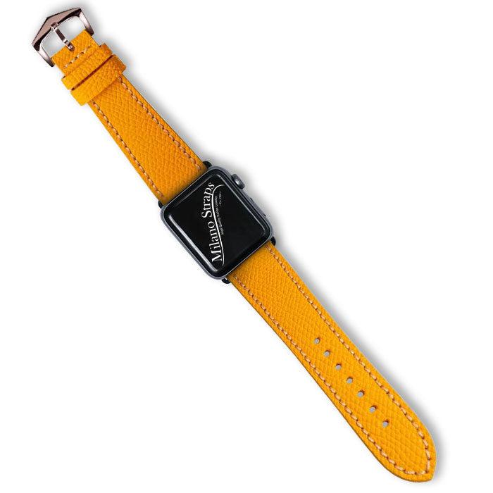 Apple Watch Leather Band ™ Hammered Yellow Ecru Stitches - Apple Watch Leather Straps- Milano Straps