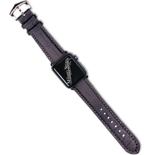 Apple Watch Leather Band ™ Matt Black Alligator Watch Strap - Apple Watch Alligator Bands- Milano Straps