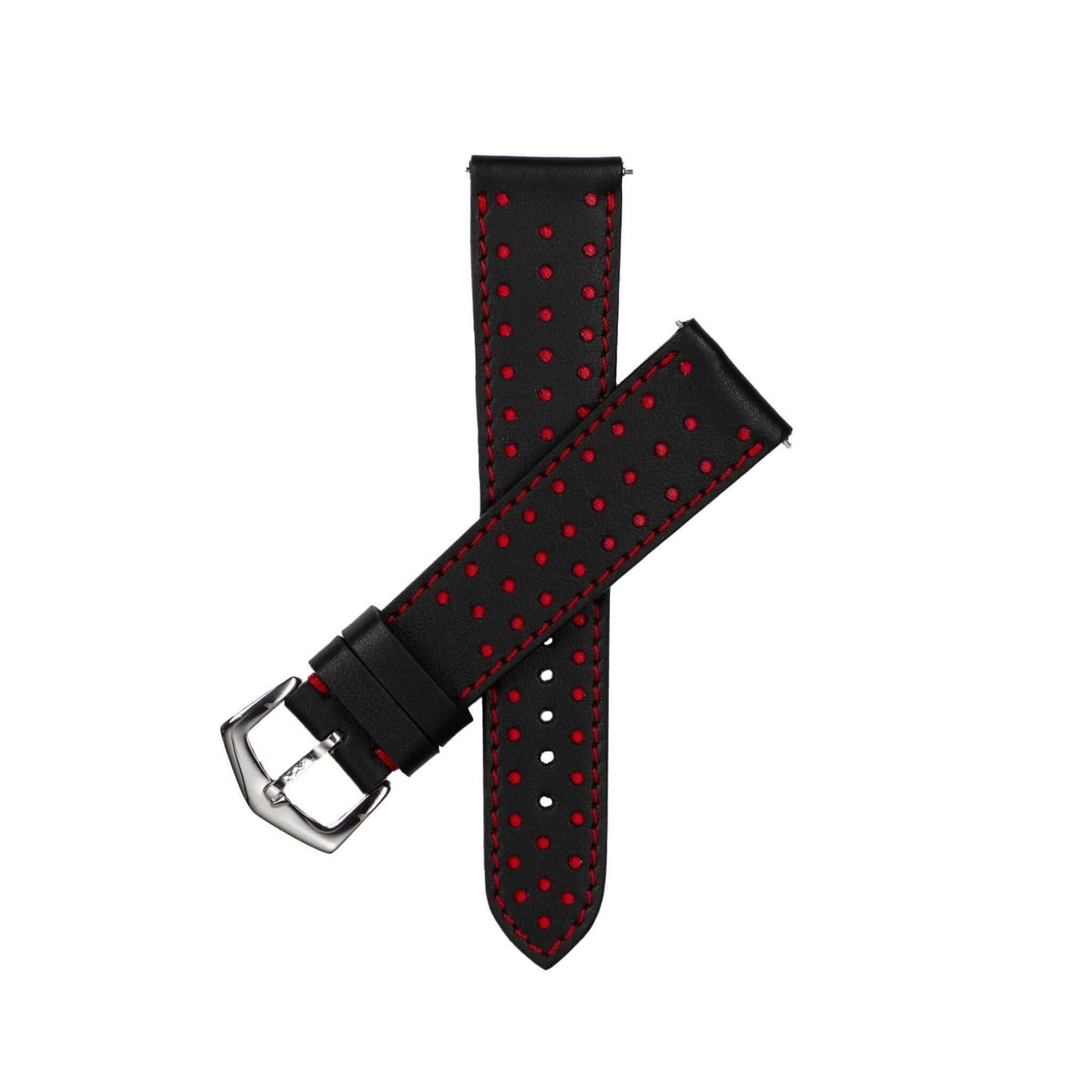 Black & Red "Driver" Leather Watch StrapMilano Straps#Watch Bands#