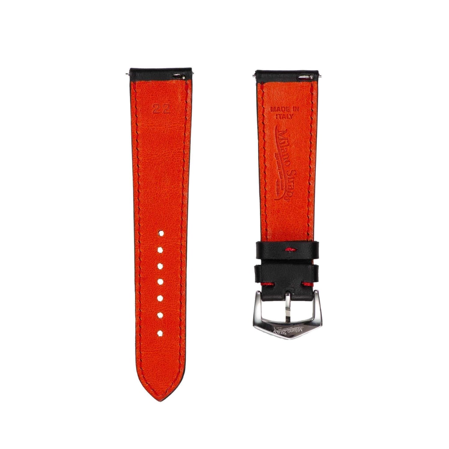 Black & Red "Driver" Leather Watch StrapMilano Straps#Watch Bands#