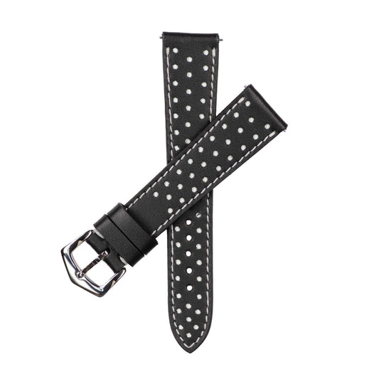 Black & White "Driver" Leather Watch StrapMilano Straps#Watch Bands#