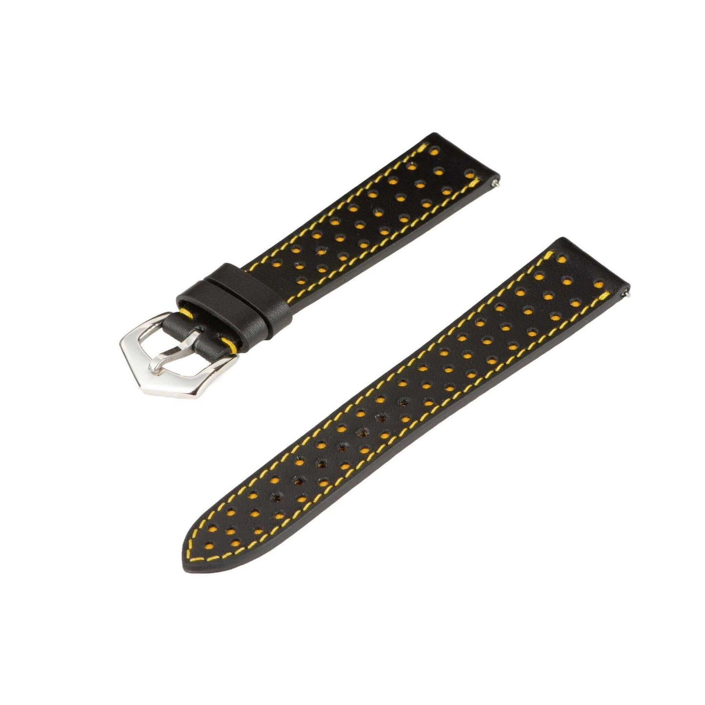 Black & Yellow "Driver" Leather Watch StrapMilano Straps#Watch Bands#