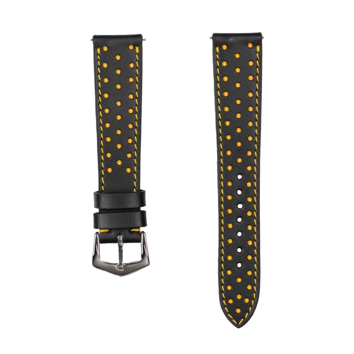 Black & Yellow "Driver" Leather Watch StrapMilano Straps#Watch Bands#