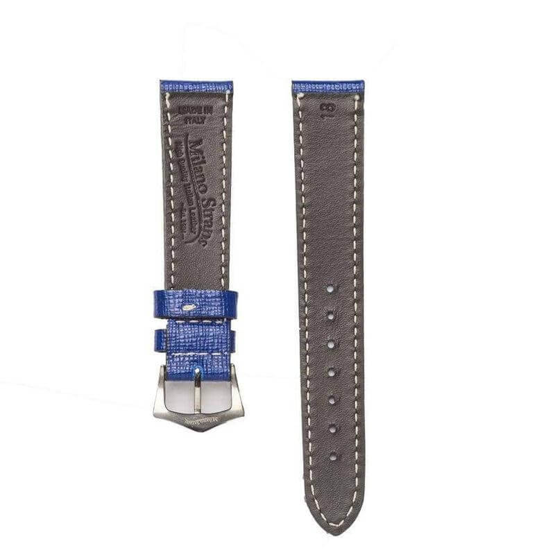 Blu Saffiano Leather Watch Strap - Milano Straps