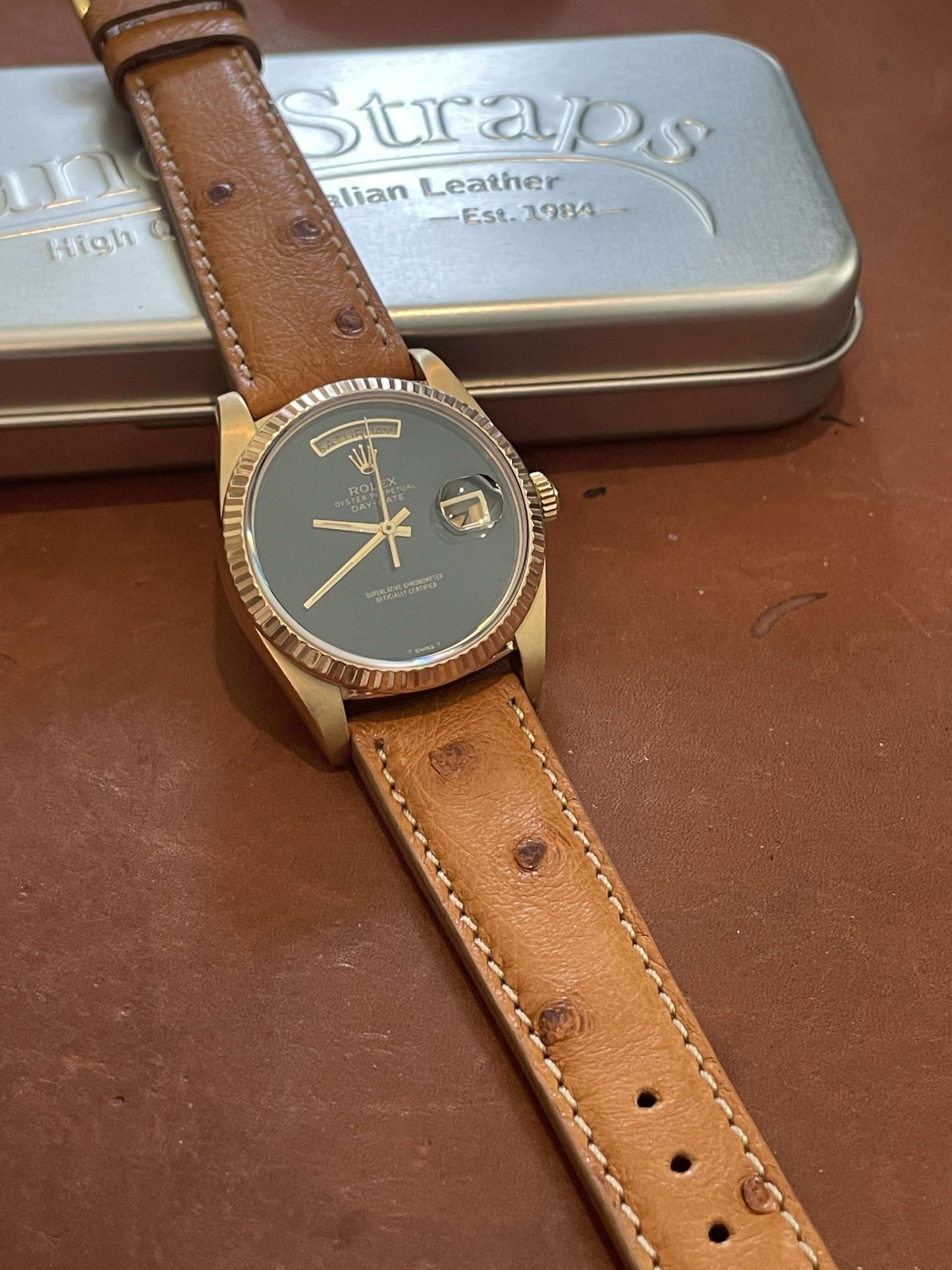 Cognac Ostrich Watch Band - Milano Straps