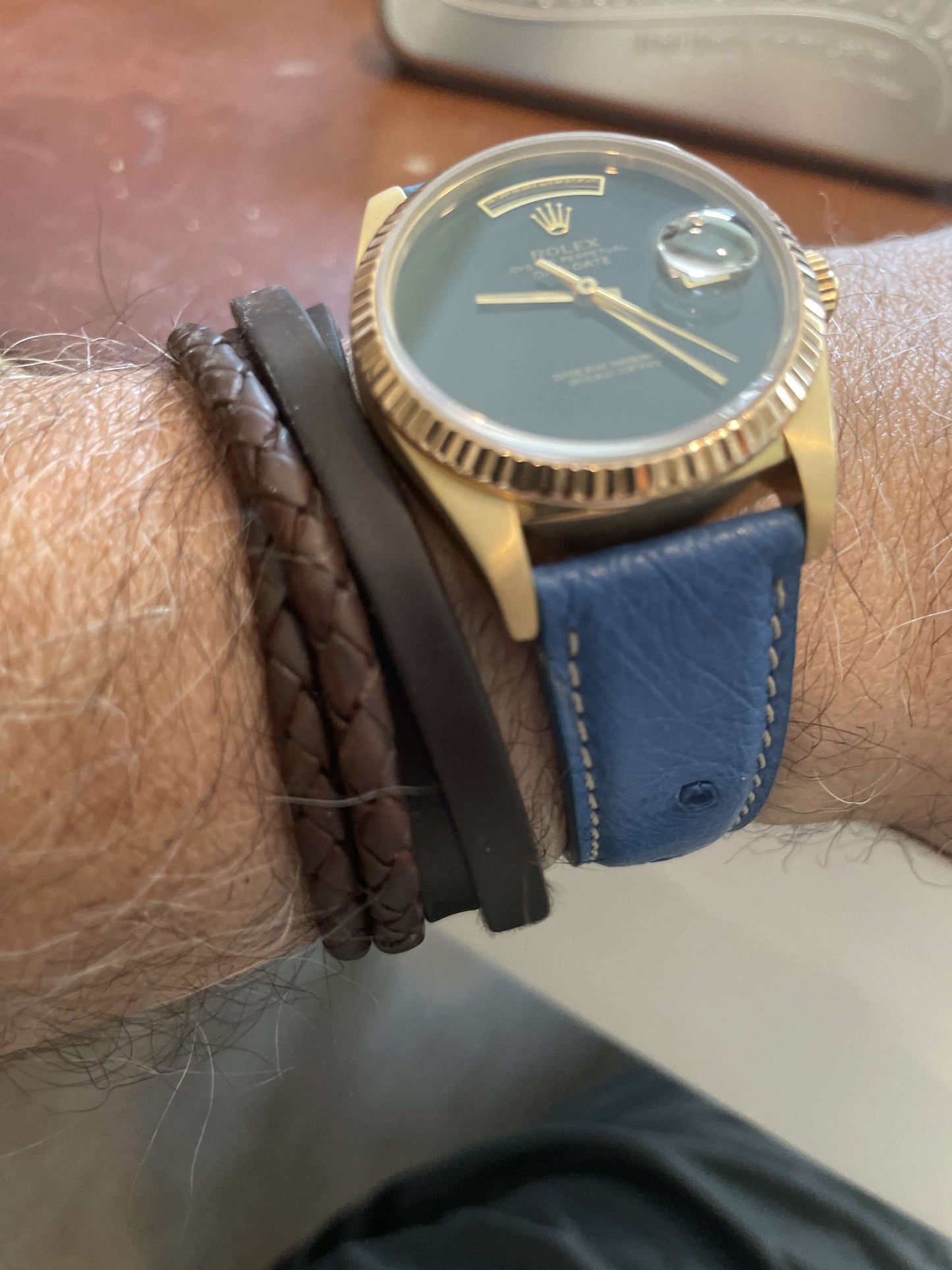 Light Blue Ostrich Leather Watch Band - Milano Straps