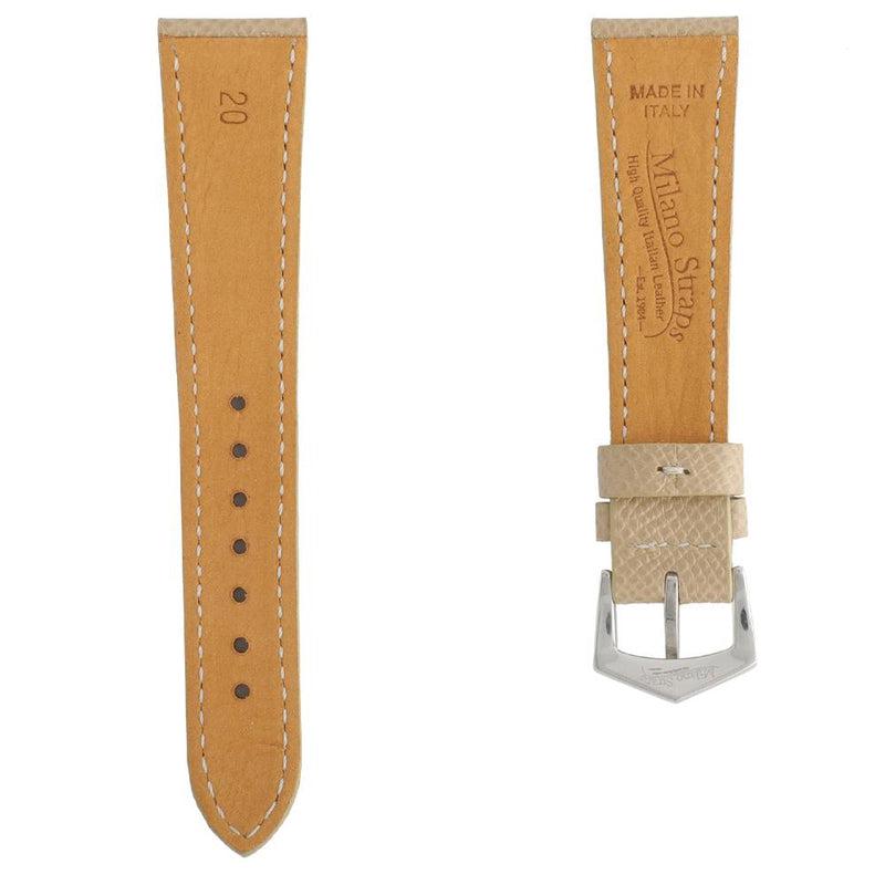 Sand Hammered Calfskin Ecru Stitches Watch strap - Milano Straps