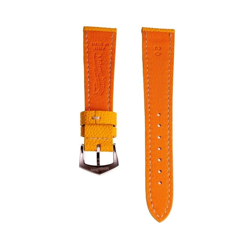 Yellow Hammered Calfskin Ecru Stitches Watch strap - Milano Straps